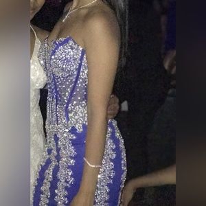 STRAPLESS EMBELLISHED JOVANI DRESS IN ROYAL BLUE